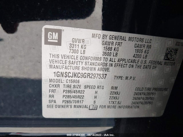 Chevrolet Suburban Ltz 2016 1GNSCJKC9GR297537 Image 9