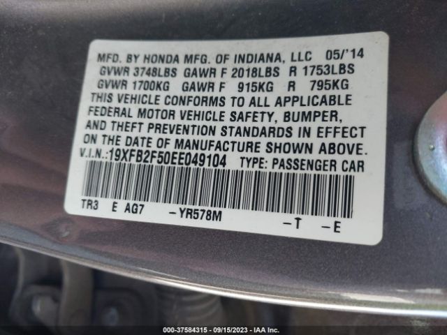 19XFB2F50EE049104 Honda Civic Sedan Lx