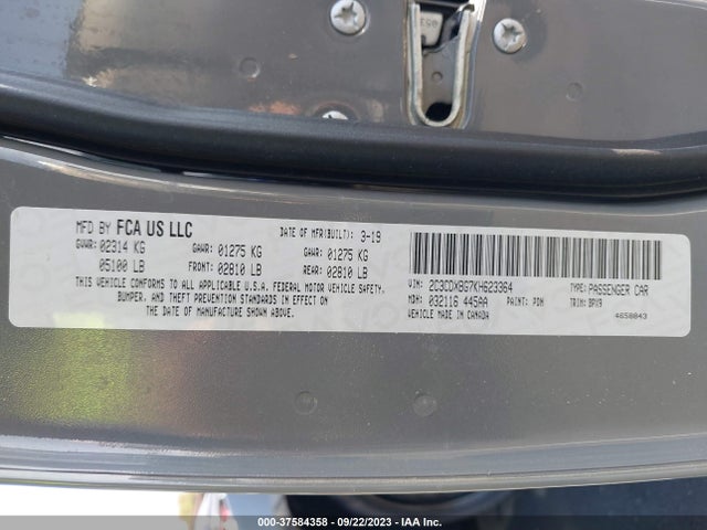 Dodge Charger Sxt 2019 2C3CDXBG7KH623364 Image 9