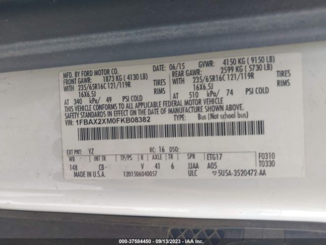 1FBAX2XM0FKB08382 Ford Transit Wagon Xl/xlt