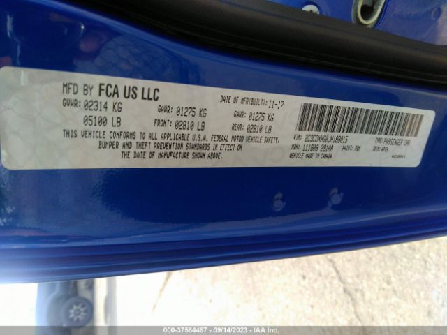 2C3CDXHG0JH188015 Dodge Charger Sxt Plus