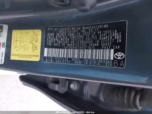 Toyota COROLLA L 2017 5YFBURHEXHP671825 Image 15
