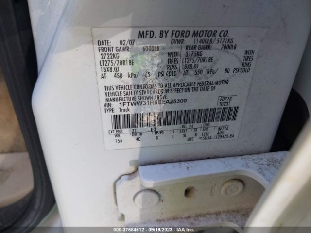 2008 FORD SUPER DUTY F-350 SRW 1FTWW31R68EA25300 Photo 8