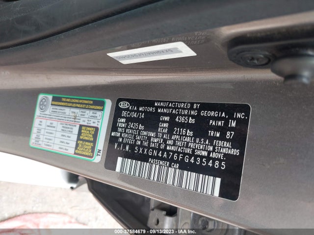 Продажа на аукционе авто 2015 Kia Optima Ex, vin: 5XXGN4A76FG435485, номер лота: 37584679