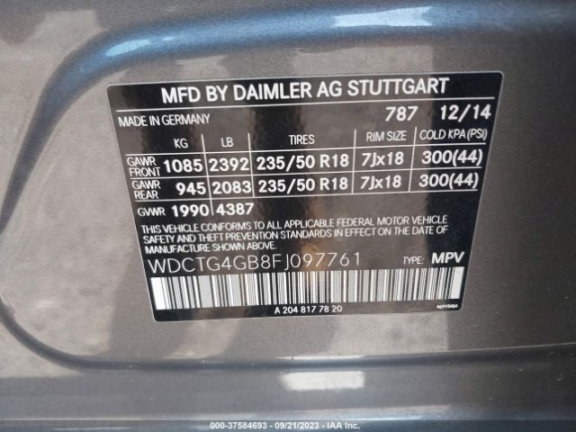 WDCTG4GB8FJ097761 Mercedes-Benz Gla-class Gla 250