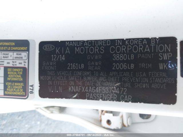 KNAFX4A64F5377472 KIA FORTE LX