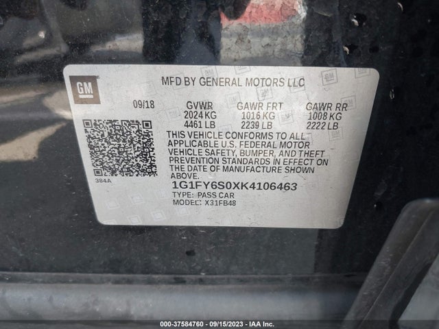 Chevrolet BOLT EV LT 2019 1G1FY6S0XK4106463 Image 9