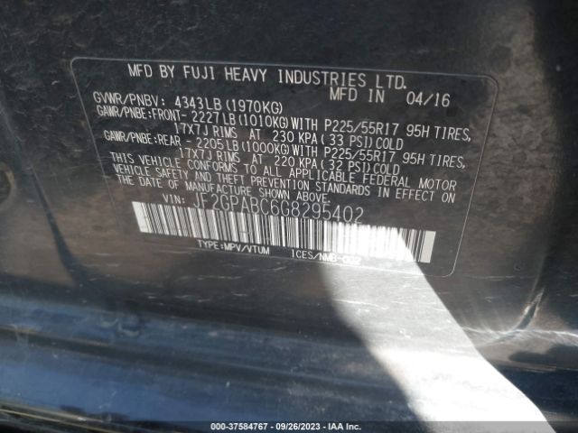 JF2GPABC6G8295402 Subaru Crosstrek Premium