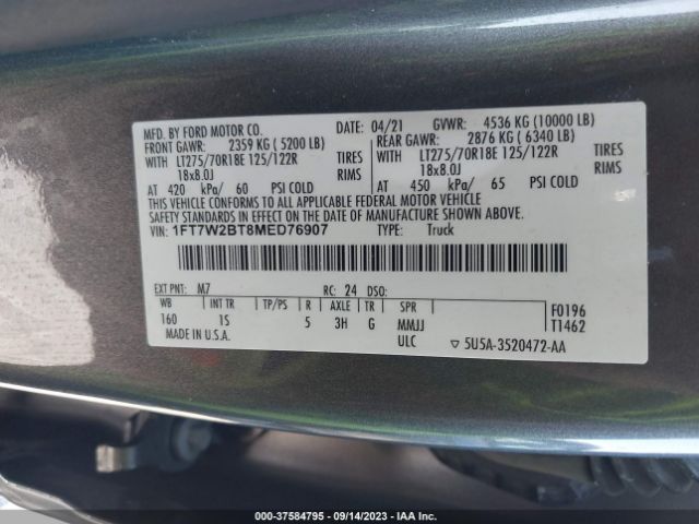 1FT7W2BT8MED76907 Ford Super Duty F-250 Srw Xl/xlt/lariat