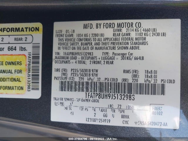 Ford Mustang Ecoboost 2018 1FATP8UH9J5132983 Image 9