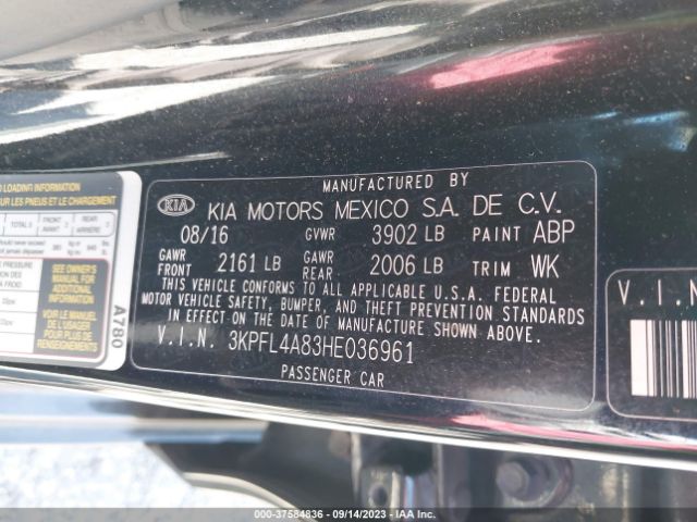 3KPFL4A83HE036961 KIA FORTE EX