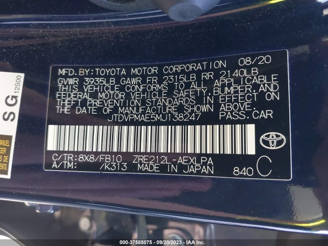 Toyota COROLLA LE 2021 JTDVPMAE5MJ138247 Image 9
