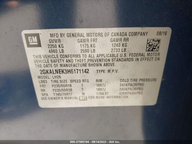 2GKALNEK3H6171142 GMC Terrain Sle