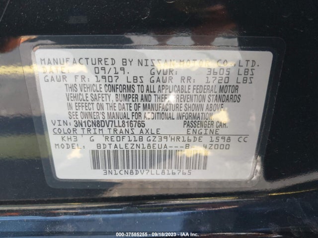 Nissan VERSA S 2020 3N1CN8DV7LL816765 Image 9