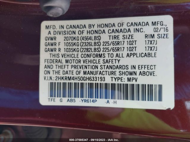 2HKRM4H50GH633193 Honda CR-V EX