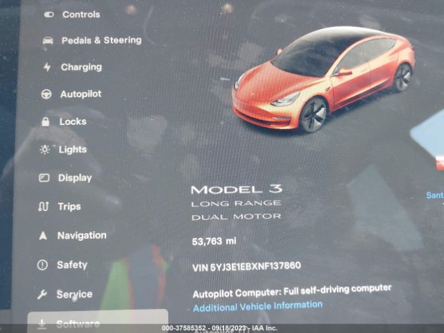 5YJ3E1EBXNF137860 Tesla Model 3 Long Range