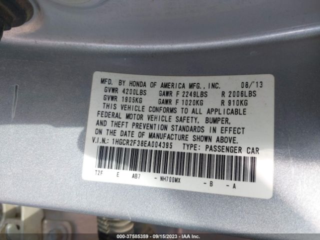 1HGCR2F38EA004395 Honda Accord Sedan Lx
