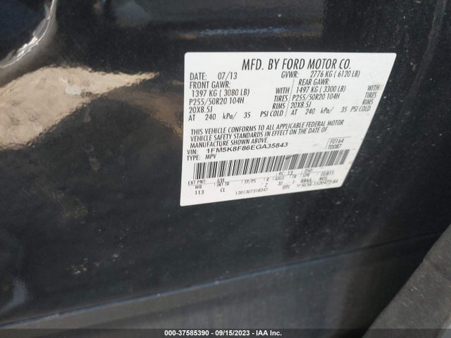 Ford Explorer Limited 2014 1FM5K8F86EGA35843 Image 9
