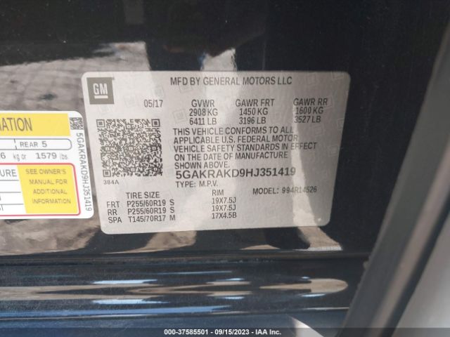 5GAKRAKD9HJ351419 Buick Enclave Convenience