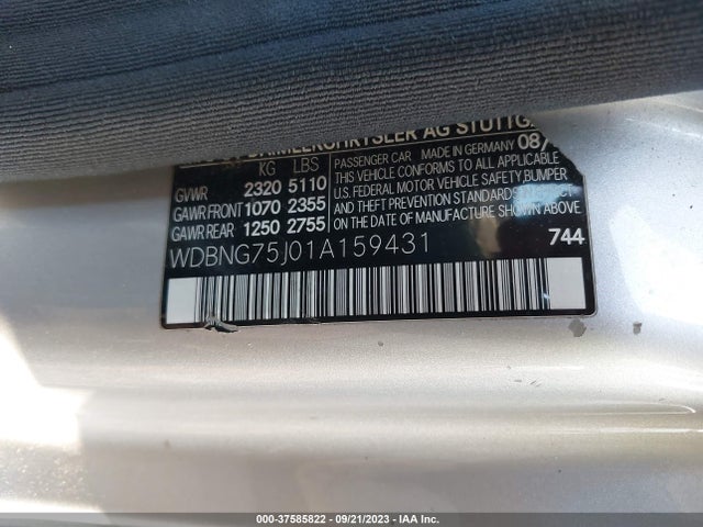 2001 MERCEDES-BENZ S CLASS VIN: WDBNG75J01A159431