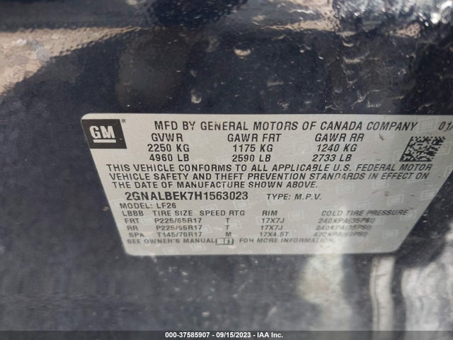 Chevrolet EQUINOX LS 2017 2GNALBEK7H1563023 Image 15
