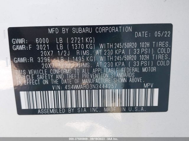4S4WMARD3N3444257 Subaru Ascent Touring
