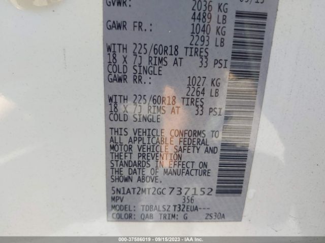 5N1AT2MT2GC737152 Nissan Rogue Sl