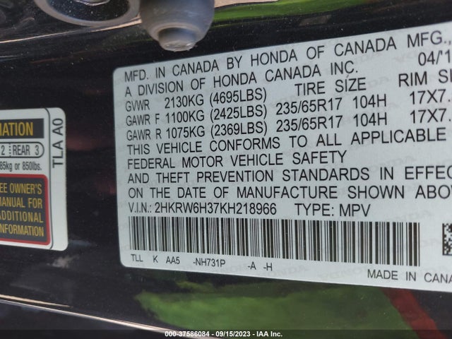 Honda CR-V LX 2019 2HKRW6H37KH218966 Image 9