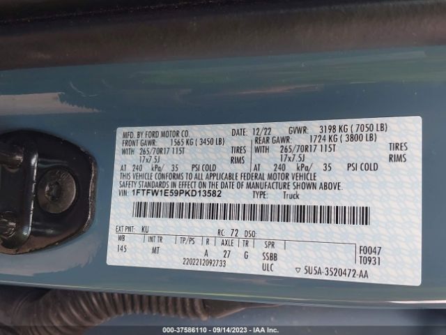 1FTFW1E59PKD13582 Ford F-150 Xl/xlt/lariat
