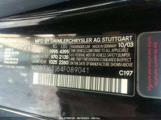 2004 MERCEDES-BENZ CLK-CLASS WDBTJ65J64F089041 Photo 8