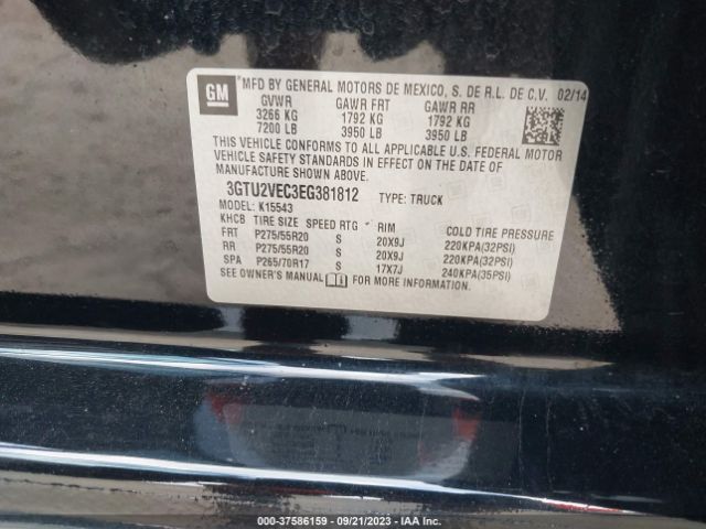 3GTU2VEC3EG381812 GMC Sierra 1500 Slt