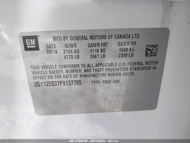 Chevrolet IMPALA LT 2015 2G1125S37F9137785 Image 9