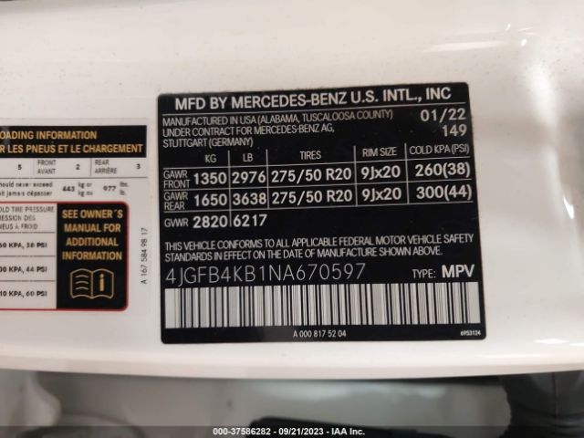 4JGFB4KB1NA670597 Mercedes-Benz Gle Gle 350