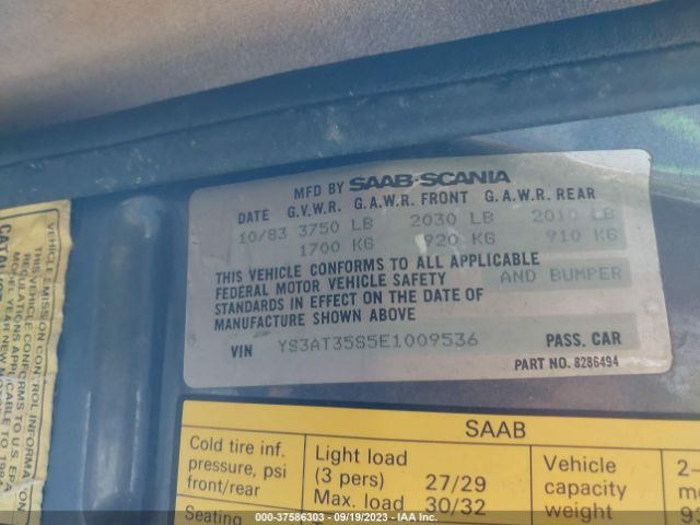 1984 SAAB 900 YS3AT35S5E1009536 Photo 8