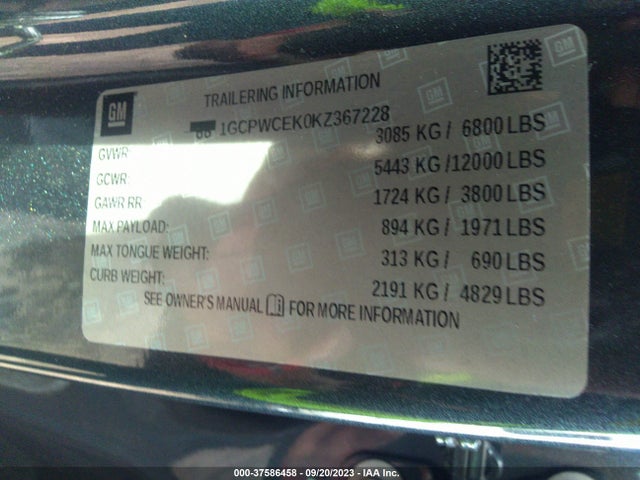 Chevrolet Silverado 1500 Lt 2019 1GCPWCEK0KZ367228 Image 9