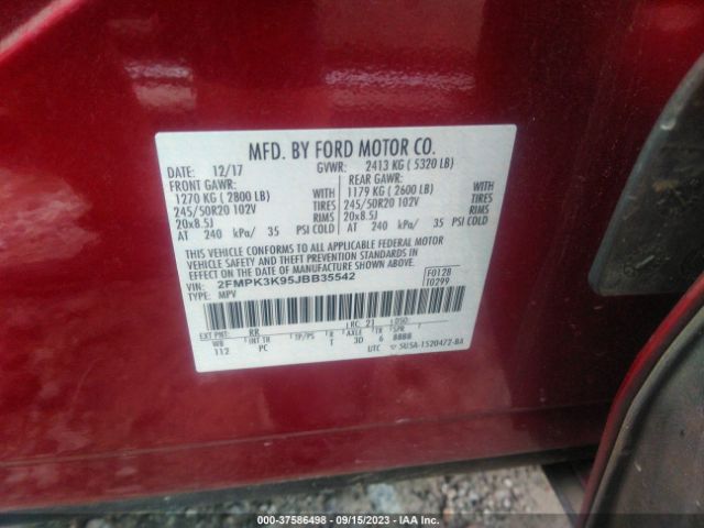 2FMPK3K95JBB35542 Ford Edge Titanium