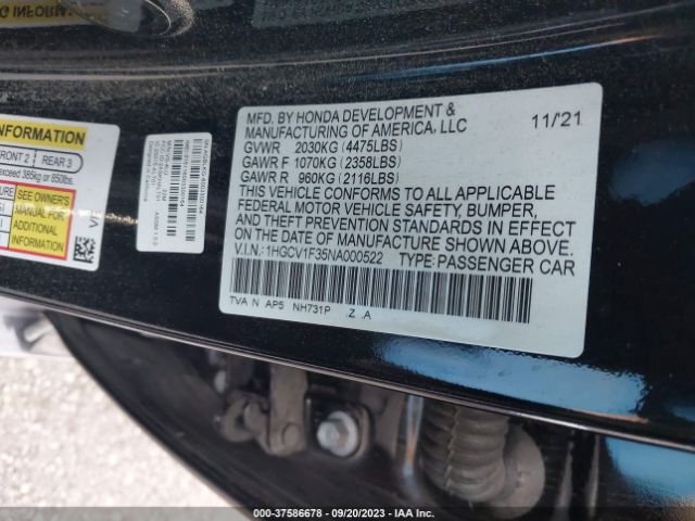 1HGCV1F35NA000522 Honda Accord Sedan Sport