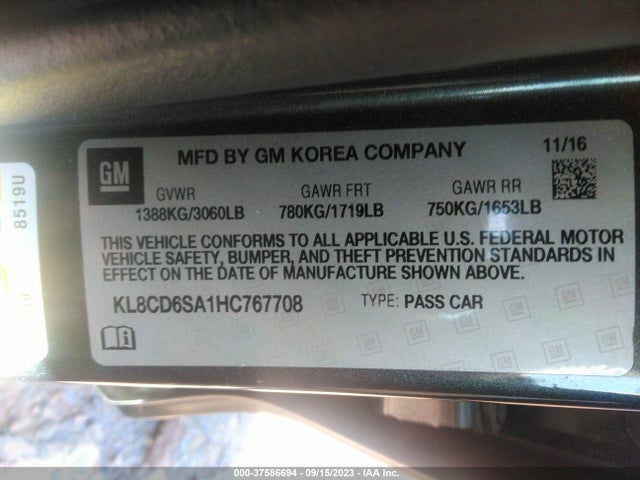 Chevrolet Spark Lt 2017 KL8CD6SA1HC767708 Image 9