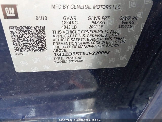 Chevrolet MALIBU LS 2018 1G1ZB5ST5JF220053 Image 9