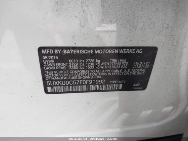 5UXKU0C57F0F91992 BMW X6 Sdrive35i
