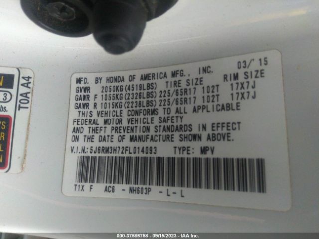 5J6RM3H72FL014093 Honda Cr-v Ex-l
