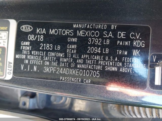 3KPF24ADXKE010705 KIA Forte Lxs