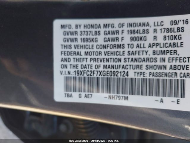 19XFC2F7XGE092124 Honda Civic Sedan Ex