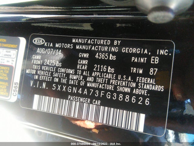 KIA OPTIMA EX 2015 5XXGN4A73FG388626 Image 9