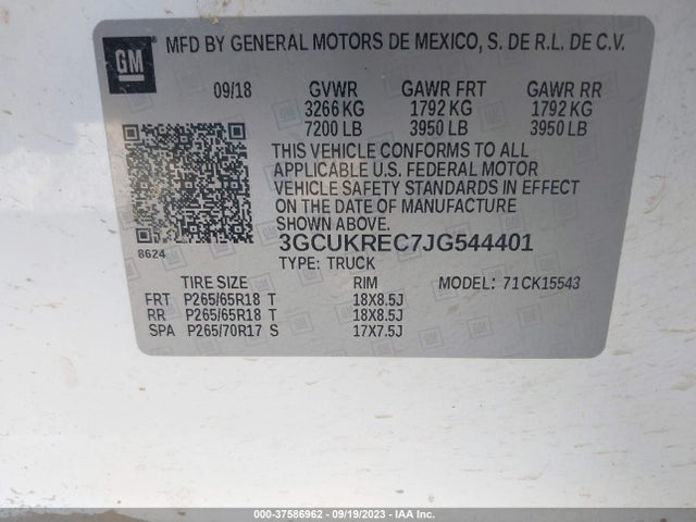 Chevrolet Silverado 1500 Lt 2018 3GCUKREC7JG544401 Image 9
