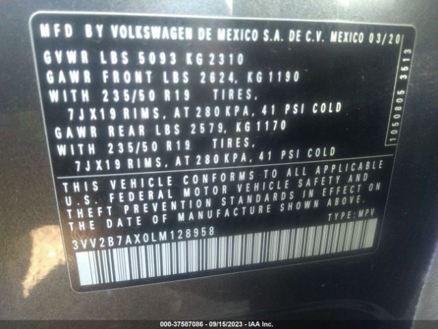 2020 VOLKSWAGEN TIGUAN 3VV2B7AX0LM128958 Photo 8