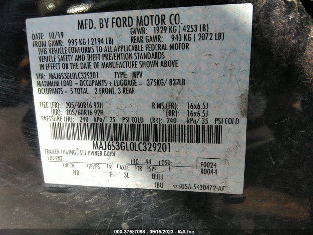 Ford Ecosport Se 2020 MAJ6S3GL0LC329201 Image 9