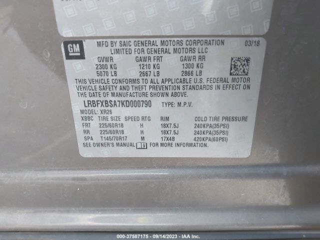 LRBFXBSA7KD000790 Buick Envision Preferred