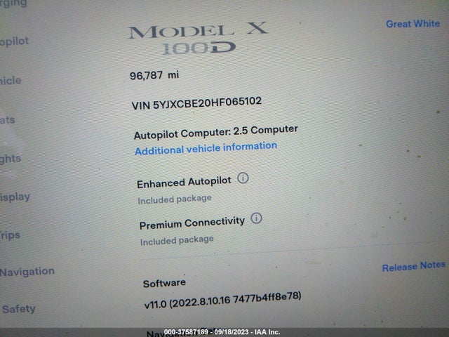Tesla Model X 90d/75d/100d 2017 5YJXCBE20HF065102 Image 14