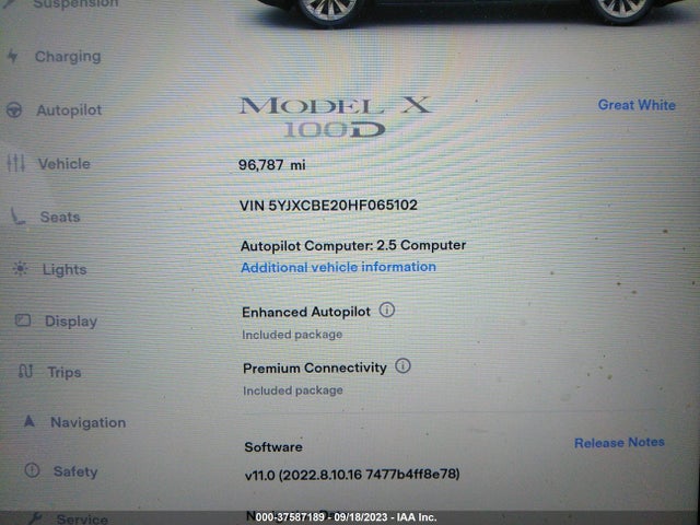 Tesla Model X 90d/75d/100d 2017 5YJXCBE20HF065102 Image 7